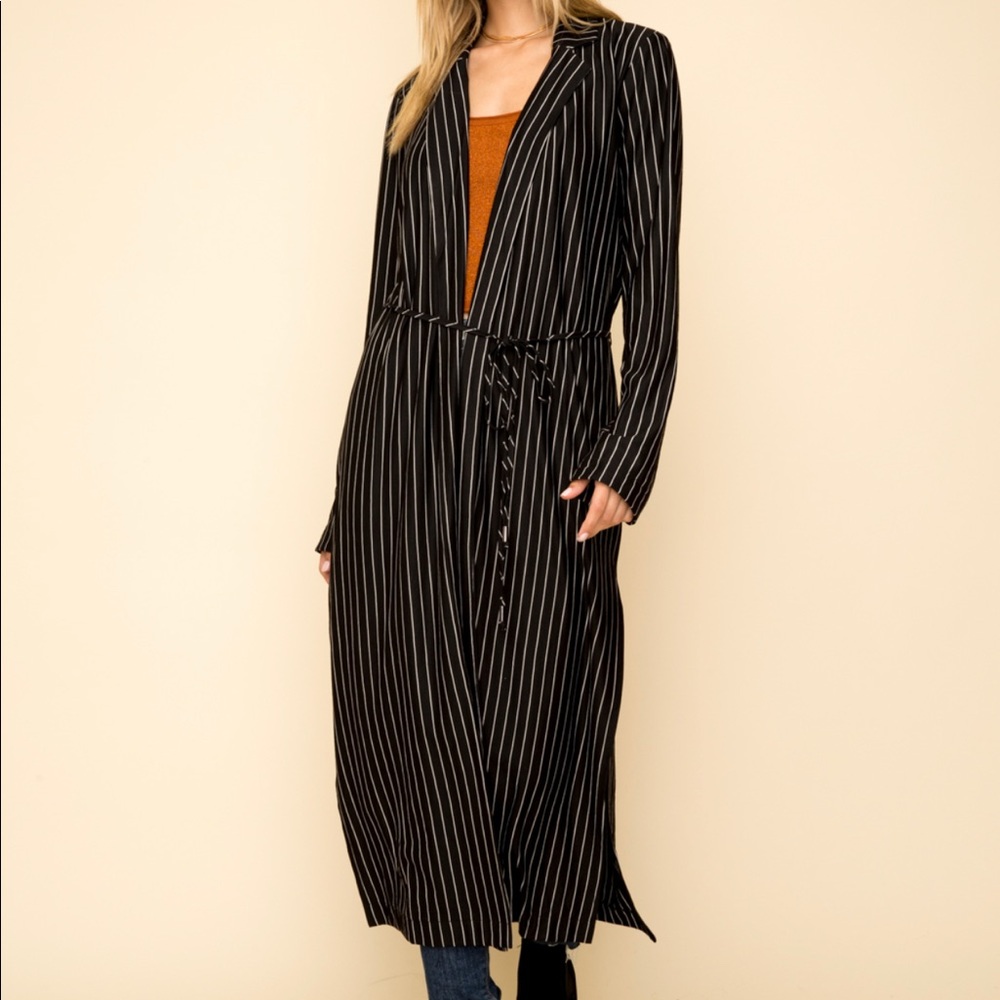Pin stripe tie cardi